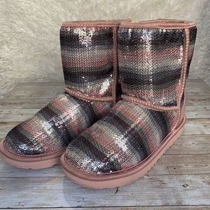 COPY - UGG Classic II Sequin Pink Rainbow Boot / big kids
